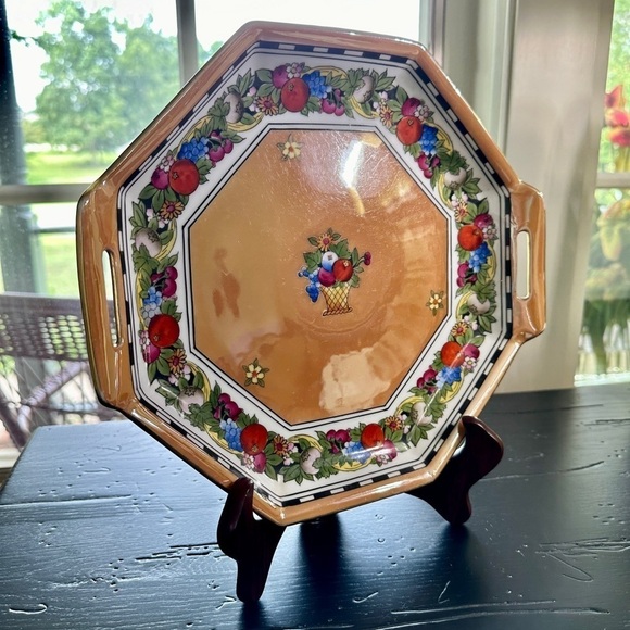 NIPPON NORITAKE, LUSTERWARE OCTAGON PLATTER WITH HANDLES. - Picture 5 of 8